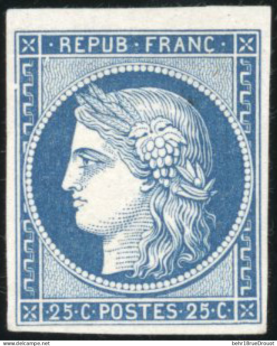 (*) 4 - Essai Du 25c. En Bleu Foncé. Papier Mince. TB. - 1849-1850 Cérès