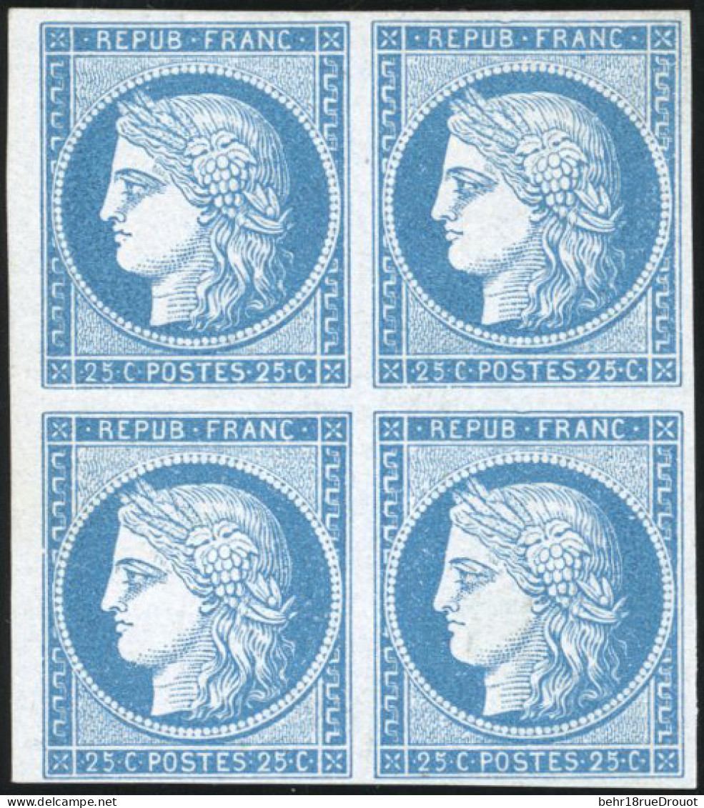 (*) 4 - Essai Du 25c. En Bleu. Bloc De 4. Papier épais. TB. - 1849-1850 Cérès