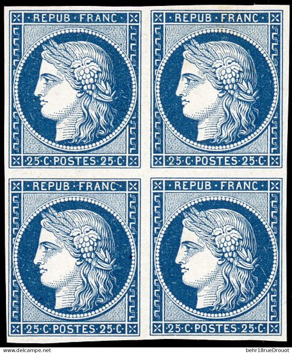 (*) 4a - 25c. Bleu Foncé. Bloc De 4. Fraîcheur Postale. TB. - 1849-1850 Cérès