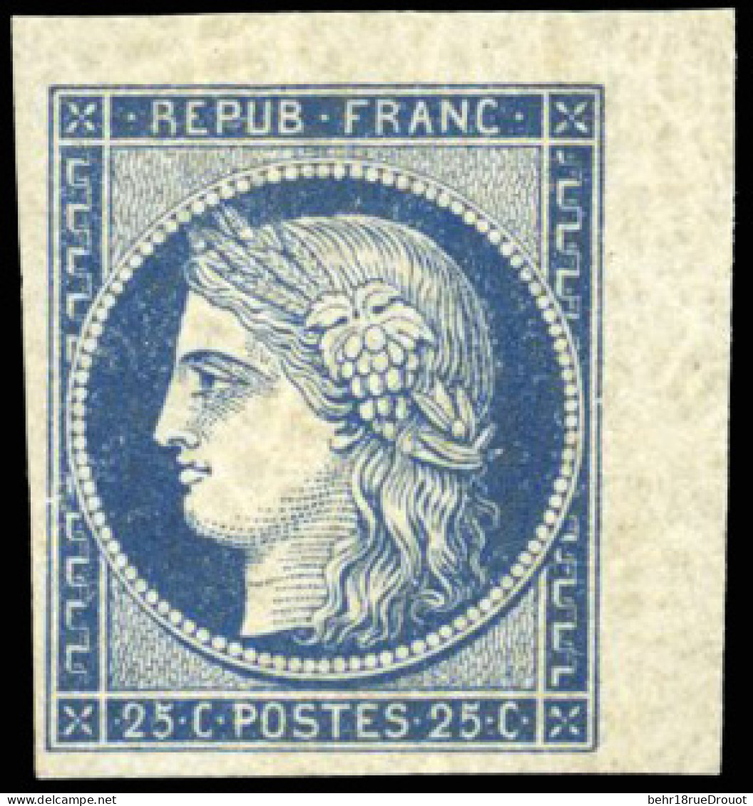 * 4a - 25c. Bleu Foncé. Coin De Feuille. SUP. R. - 1849-1850 Cérès