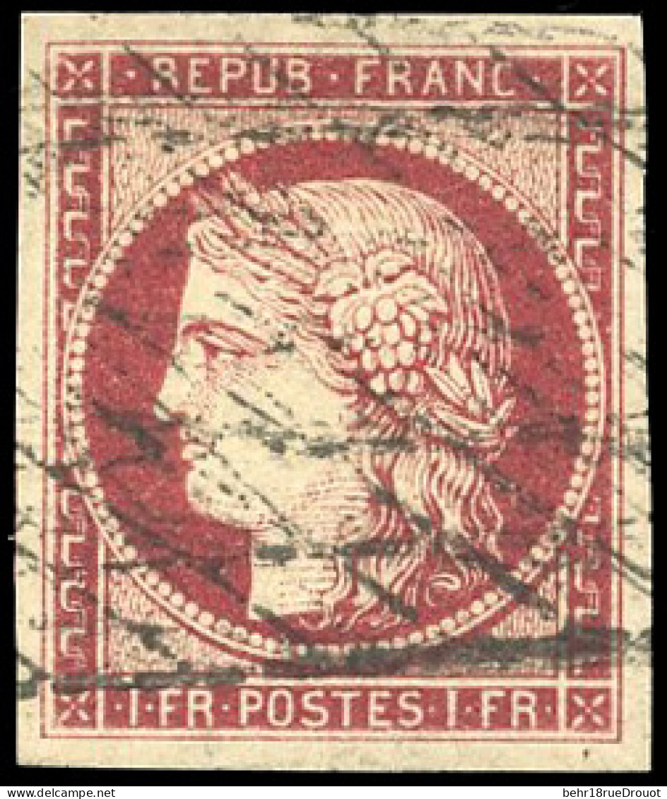 Obl. 6 - 1F. Carmin. Obl. Grille Sans Fin. TB. - 1849-1850 Cérès