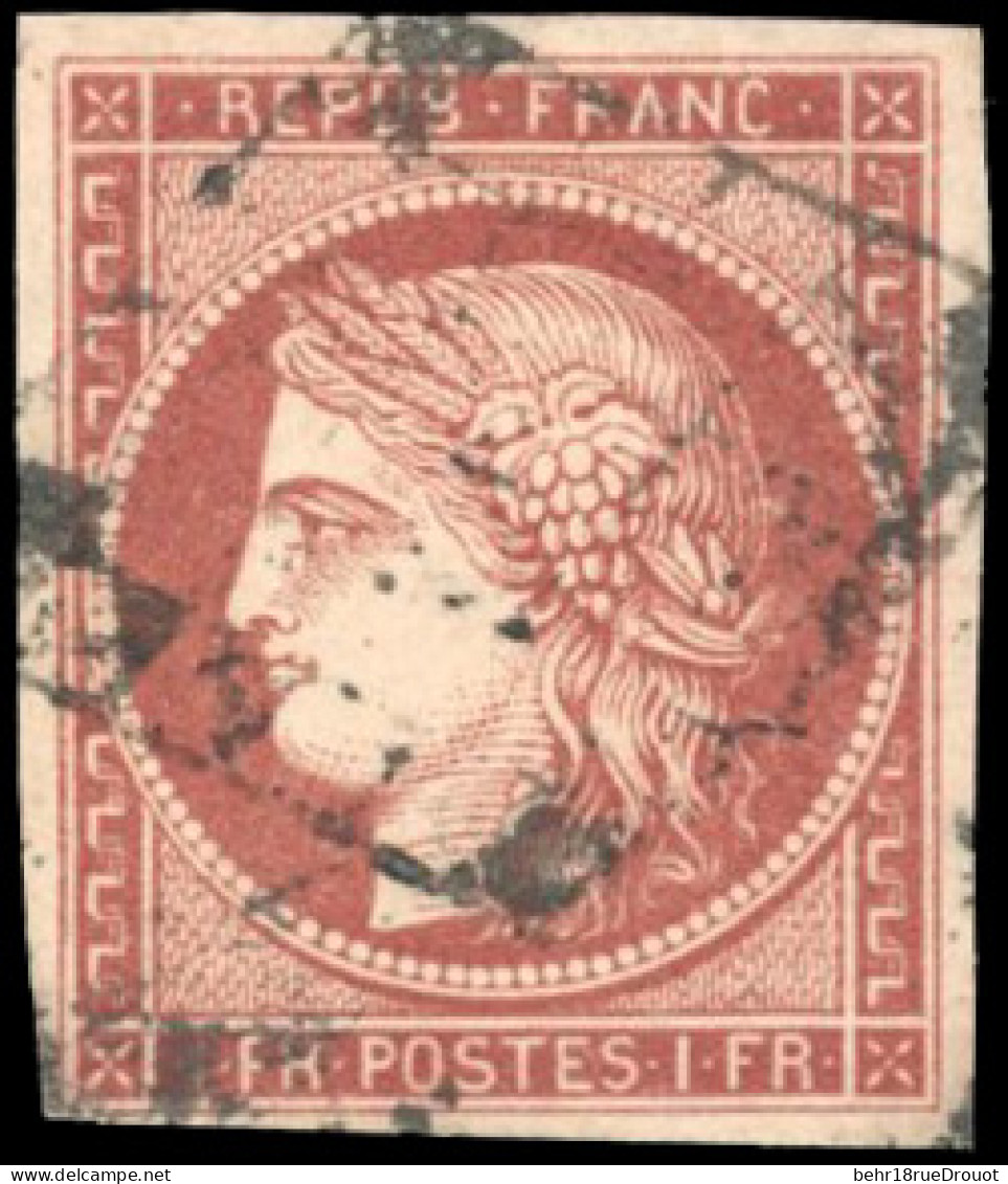 Obl. 6A - 1F. Rouge-brun. Belle Nuance. Obl. Grille. TB. - 1849-1850 Cérès
