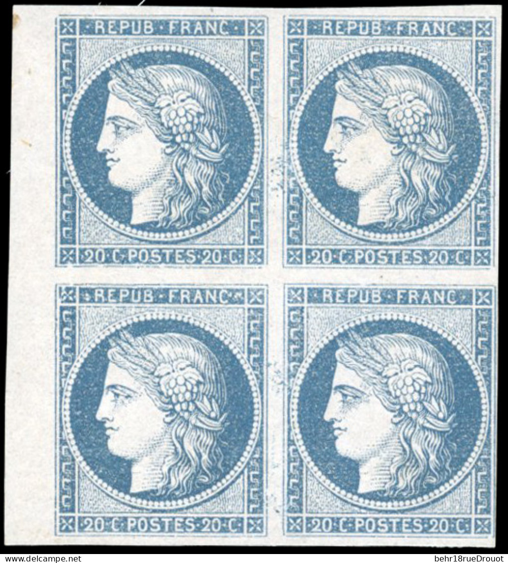 * 8b - 20c. Bleu S/azuré. Non émis. Bloc De 4. BdeF. SUP. RR. - 1849-1850 Cérès
