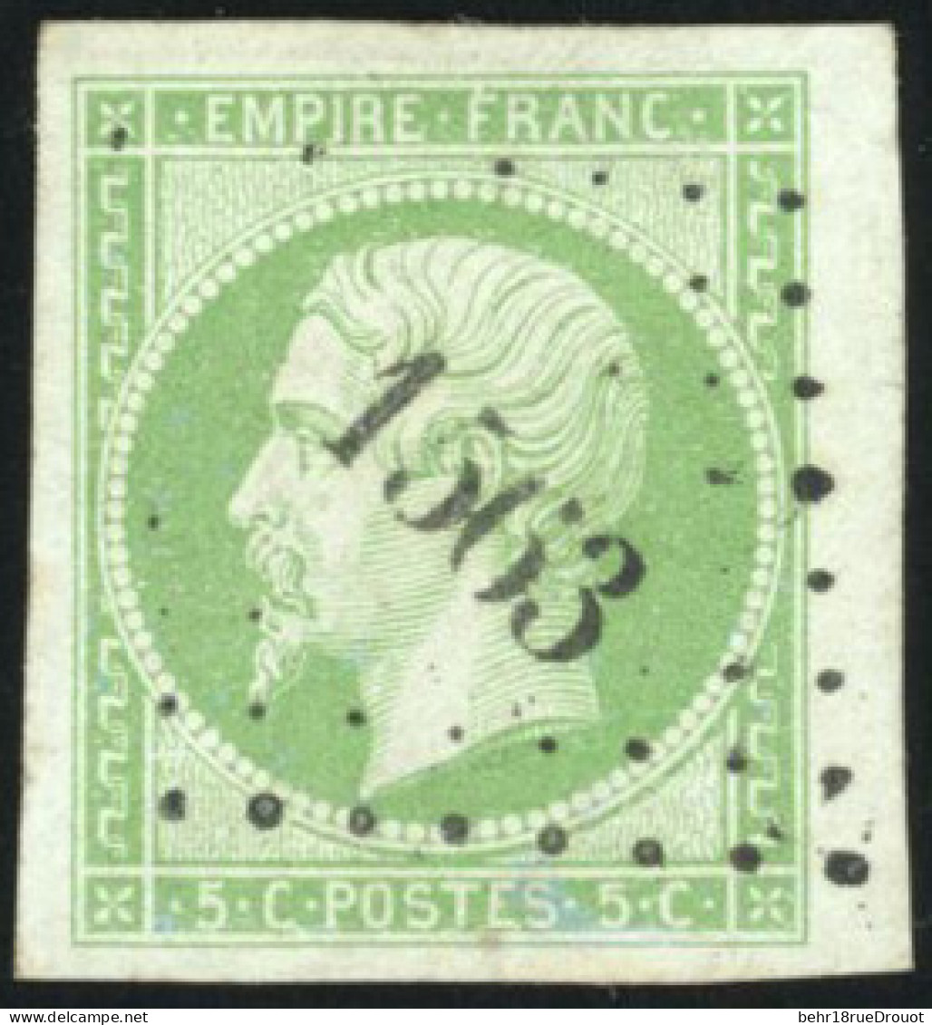 Obl. 12 - 5c. Vert. 7 Pièces Obl. Dont 1 S/fragment. TB. - 1853-1860 Napoleon III