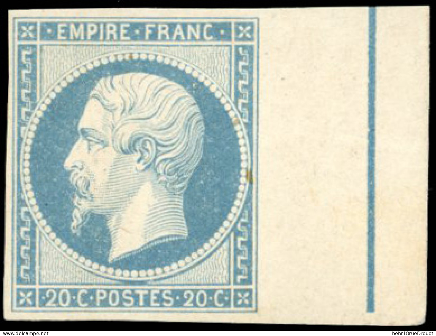 * 14Ai - 20c. Bleu. BdeF Avec Filet D'encadrement. Charnière Très Légère. SUP. - 1853-1860 Napoléon III.