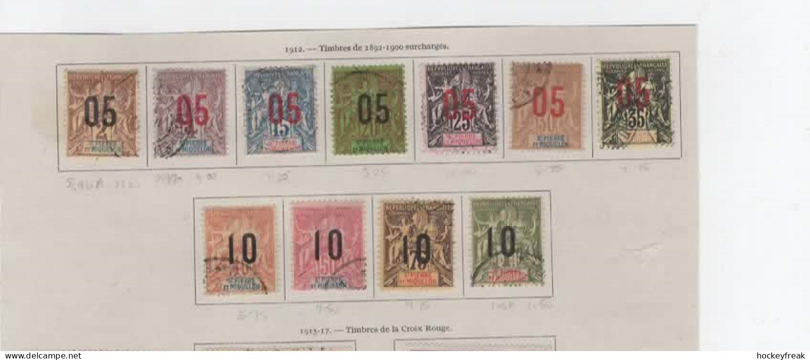 St Pierre Et Miquelon 1912 -  Set Complete SG96A-106A - VFU Cat £80 SG2015 - Used Stamps