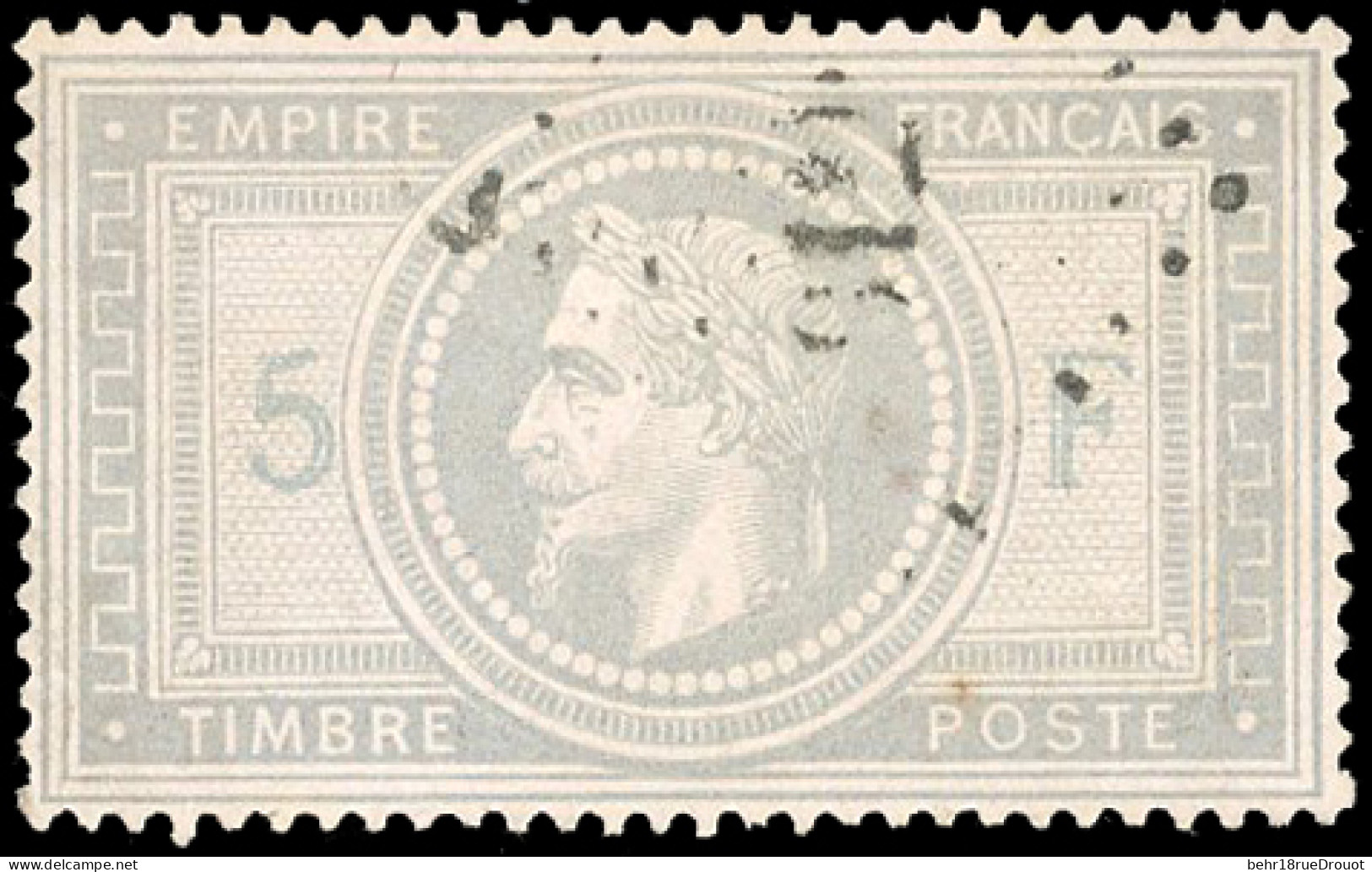 Obl. 33 - 5F. Violet-gris. Obl. PC. Bon Centrage. TB. - 1863-1870 Napoleon III With Laurels