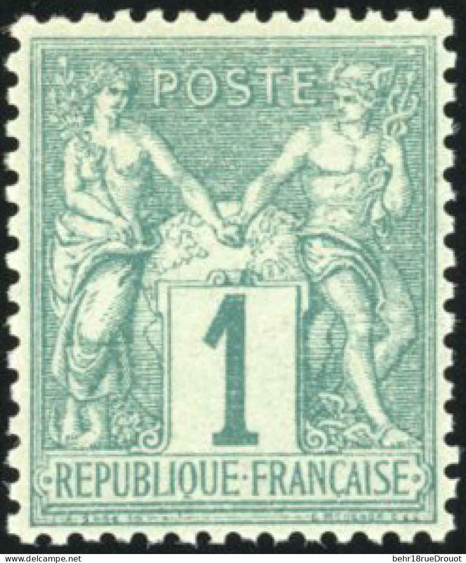 * 61 - 1c. Vert. 2 Pièces. TB. - 1876-1878 Sage (Type I)