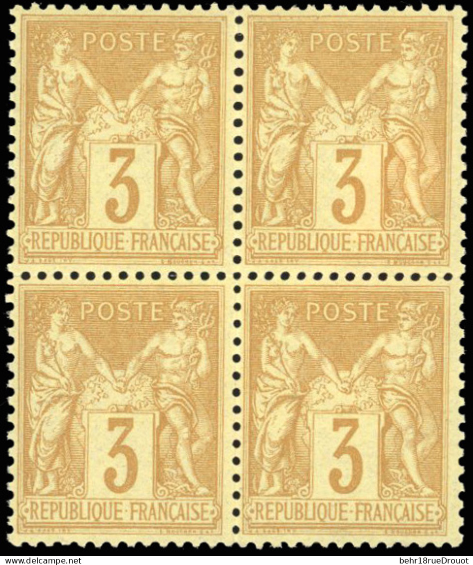 * 86 - 3c. Jaune. Bloc De 4. Très Bien Centré. SUP. - 1876-1878 Sage (Type I)