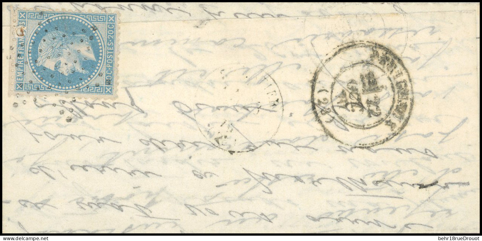 Obl. 37 - LE VICTOR HUGO. 20c. Siège, Utilisé Pour Fermer Le Pli Au Verso, Obl. étoile S/lettre Manuscrite Du Dimanche 1 - Guerre De 1870