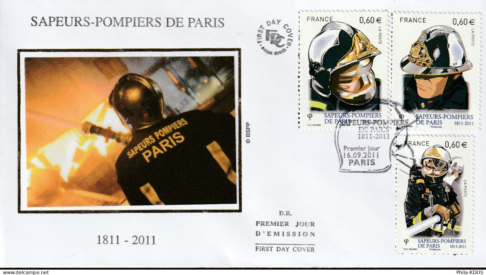 - 50 % Sur Le Port : 2011 " LES POMPIERS DE PARIS " Sur 5 Enveloppes 1er Jour Sur Soie N°YT 4582 à 4591 FDC à Saisir !!! - Pompieri