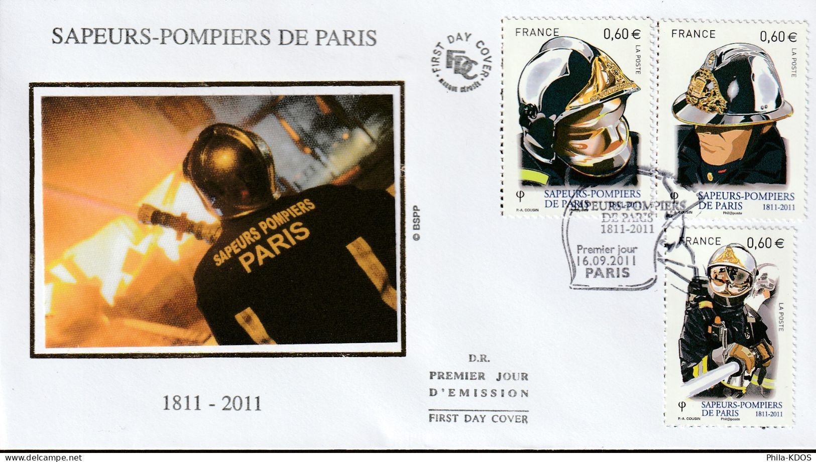 - 50 % Sur Le Port : 2011 " LES POMPIERS DE PARIS " Sur 5 Enveloppes 1er Jour Sur Soie N°YT 4582 à 4591 FDC à Saisir !!! - Firemen