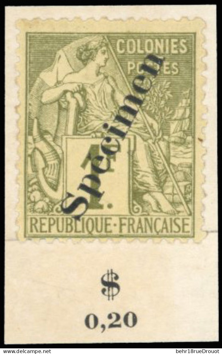 * 46/59 - Série Alphée Dubois Complète Surch. ''SPECIMEN'' Collée S/vignette Avec Valeur En Piastres Indochinoises. Fraî - Andere & Zonder Classificatie