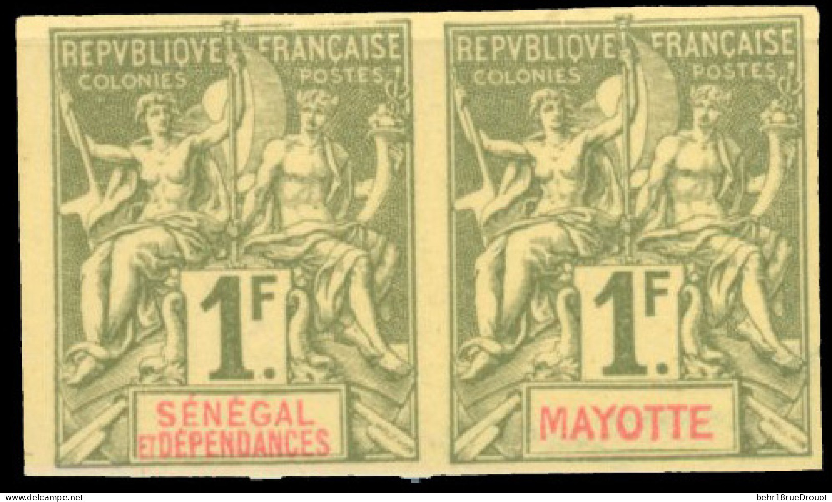 (*) - Série Mayotte Tenant à Sénégal Et Dep. Sur Bristol 11 Valeurs.du Tirage De L'exposition De 1900. Superbe Et Rare. - Andere & Zonder Classificatie