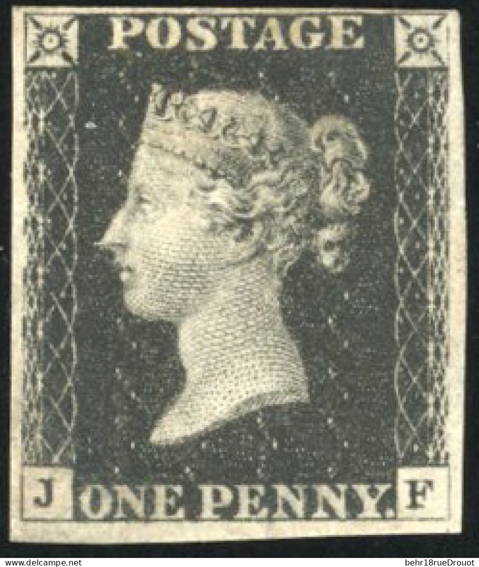 * SG#Spec.AS41 - 1840. 1d. Black. Plate 6. Watermark Small Crown. Imperforate. Lettered J-F. Unused With Large Part Orig - Autres & Non Classés