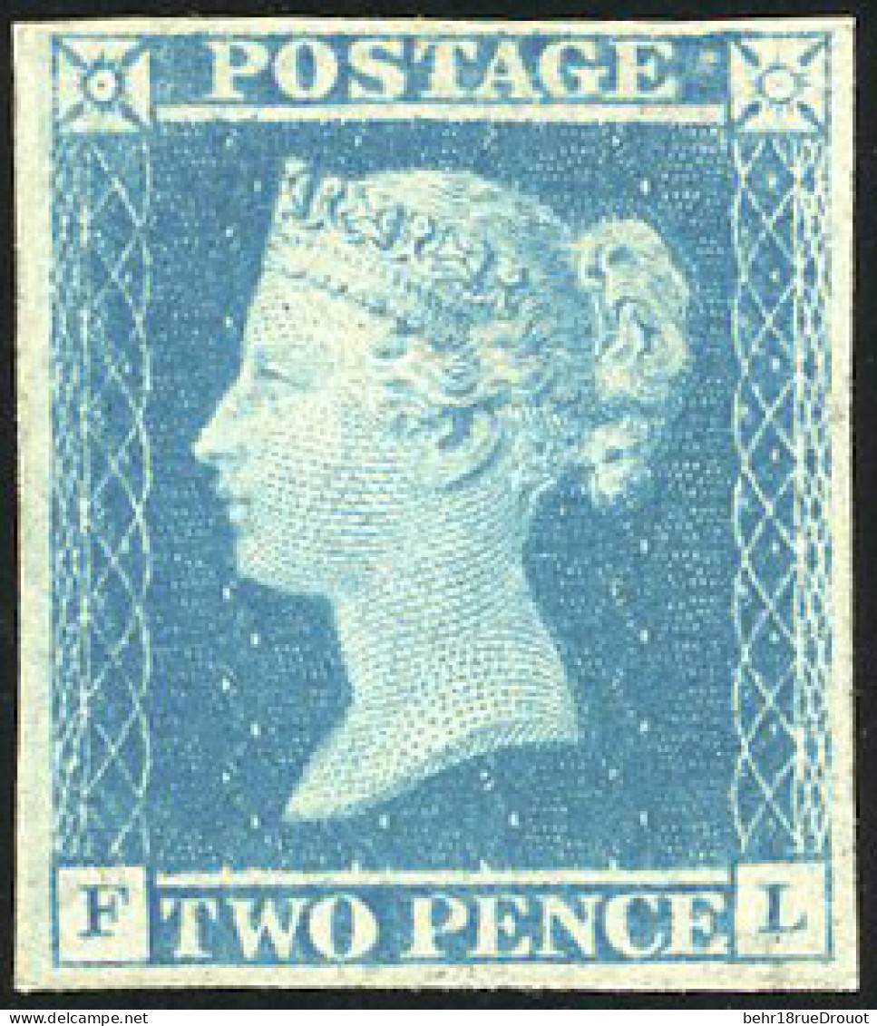 * SG#13-ES11 - 1841. 2d. Blue (Pale Shade). Imperf. Plate 3. Lettered F-L (SG 14) Unused With Large Of Part Original Gum - Other & Unclassified