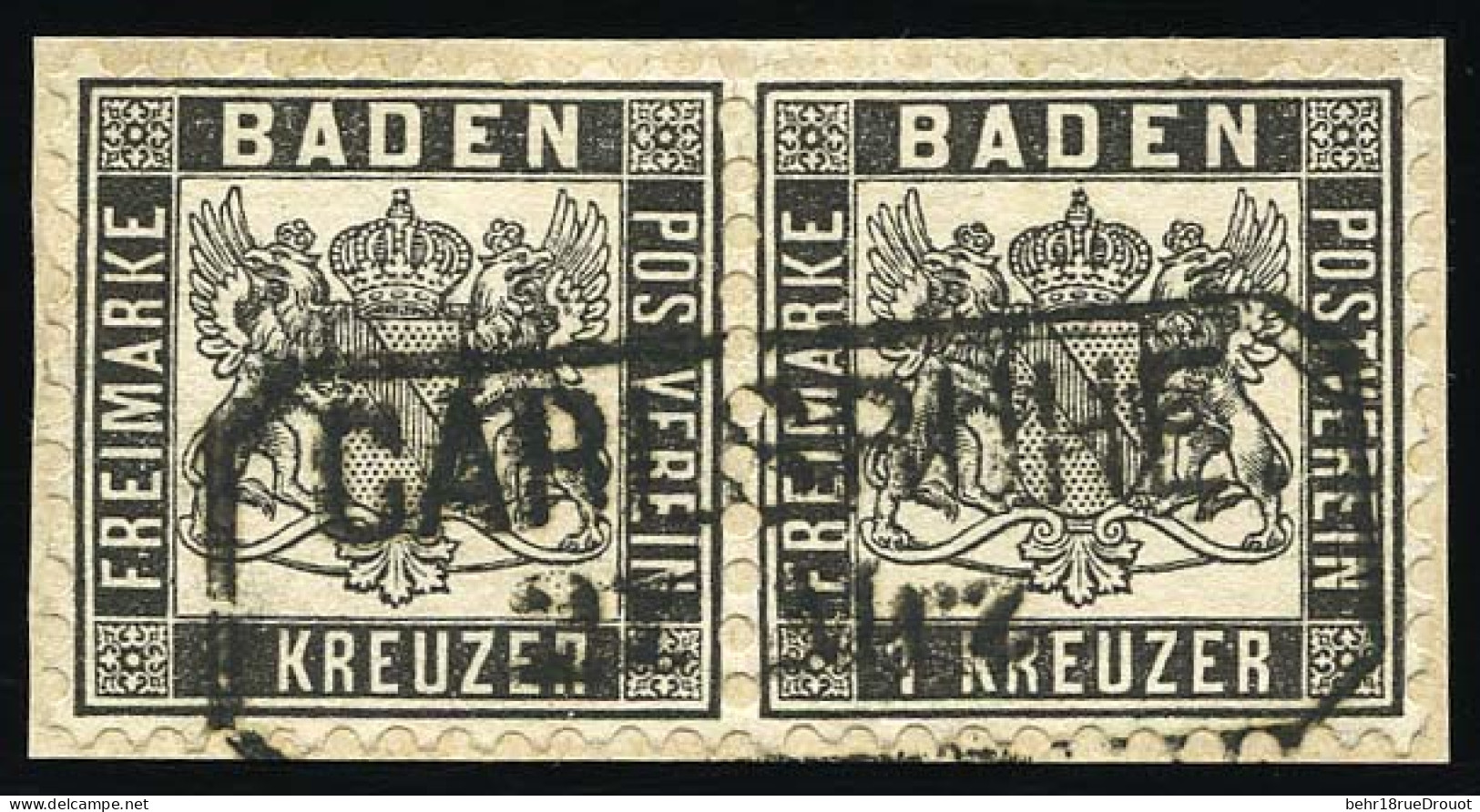 Obl. 16 - 1k. Noir. Paire Obl. S/petit Fragment. SUP. - Andere & Zonder Classificatie