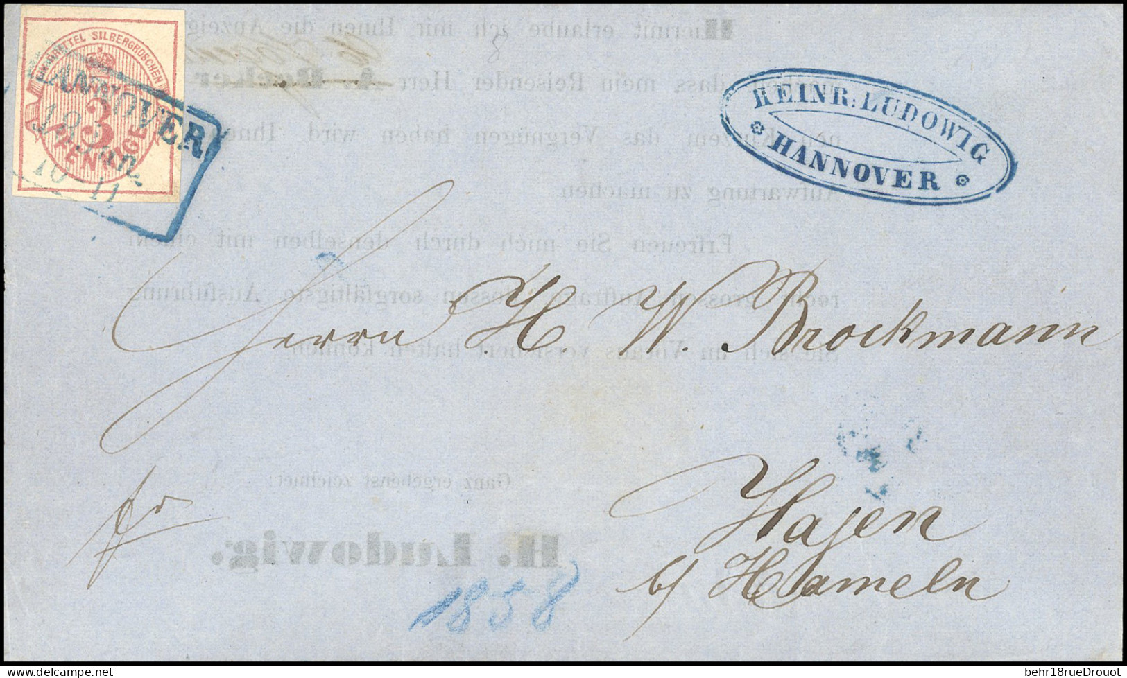 Obl. 8 - 3p. Rose Obl. S/lettre Frappée Du Cachet D'HANOVER à Destination De HAMELN. Arrivée Au Verso. TB. - Hannover