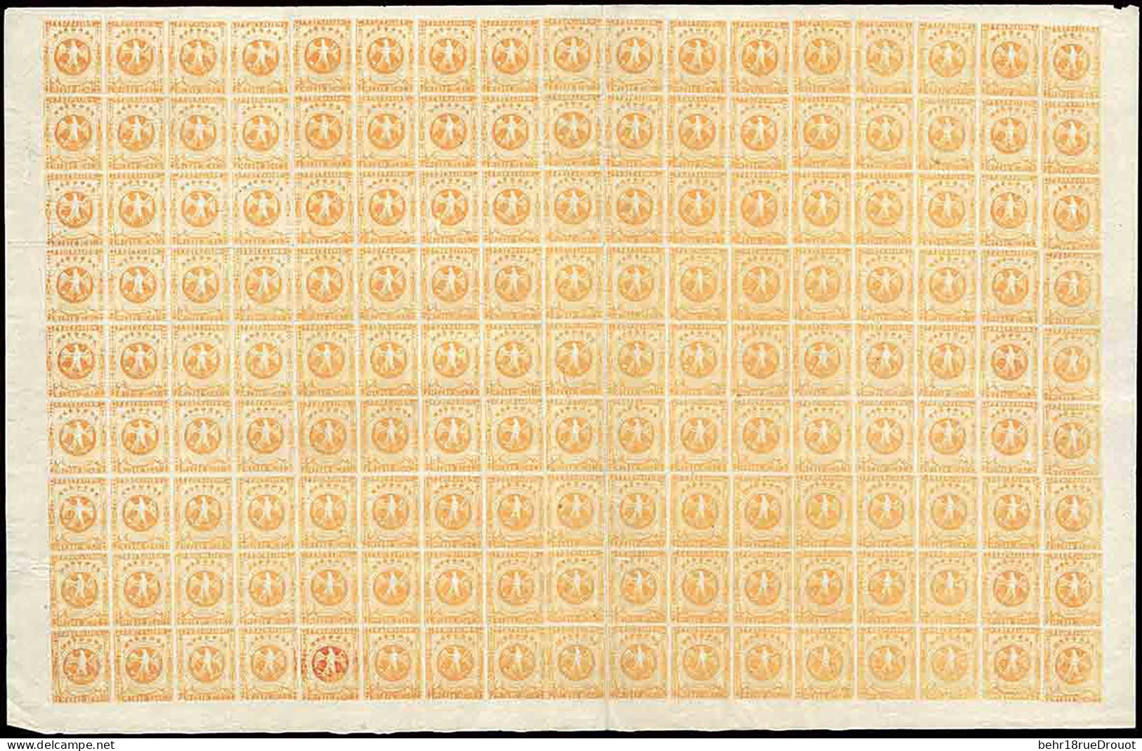 ** 10 - 1/2r Jaune-orange. Feuille Entière De 153 Timbres. TB. - Venezuela