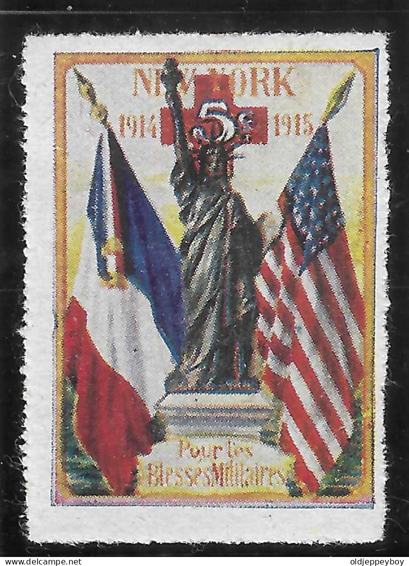 1914-1915 EPOQUE DELANDRE VIGNETTE WW1 USA NEW YORK  CROIX ROUGE ROUTE KREUZ POUR LES BLESSES MILITAIRES  - Croce Rossa