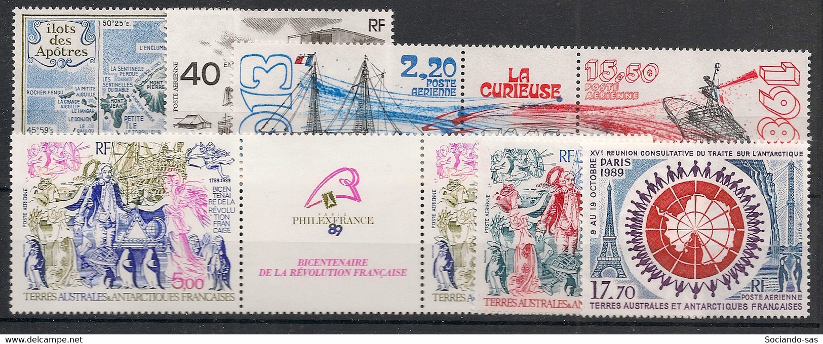 TAAF - Poste Aérienne PA - Année Complète 1989 - N°Yv. 103 à 109 - 8 Valeurs - Neuf Luxe ** / MNH / Postfrisch - Annate Complete