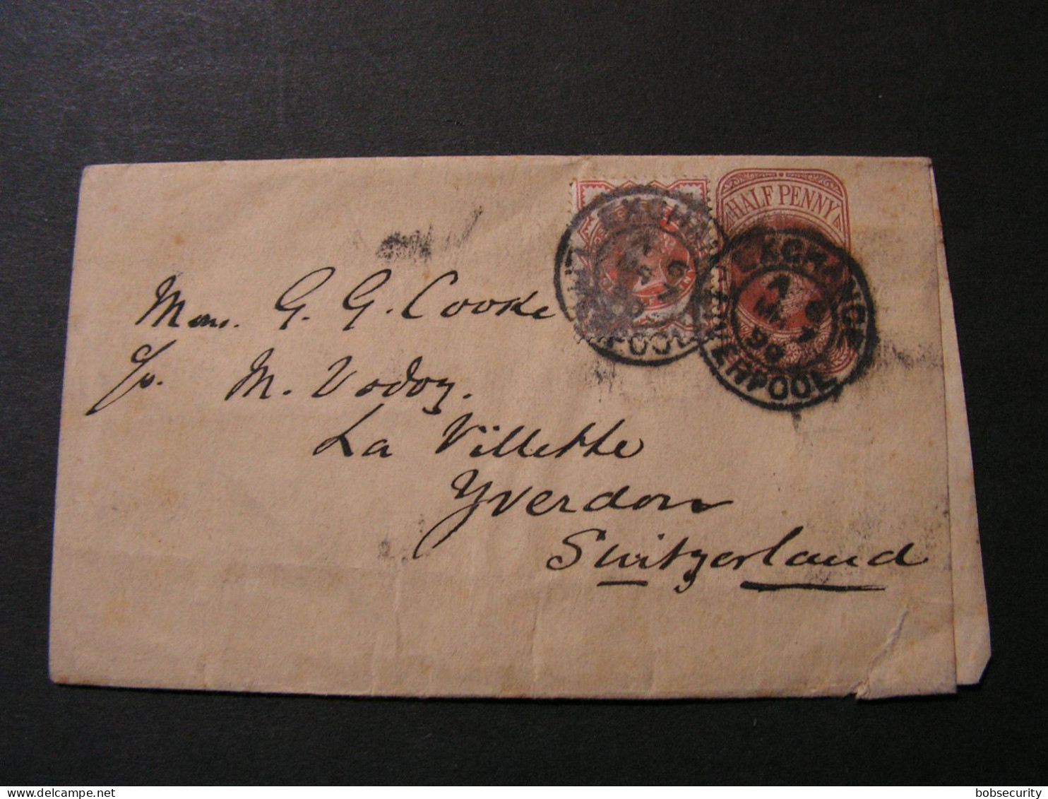 Liverpool Exchange  Wraper To Yverdon Swiss , 1890 - Storia Postale