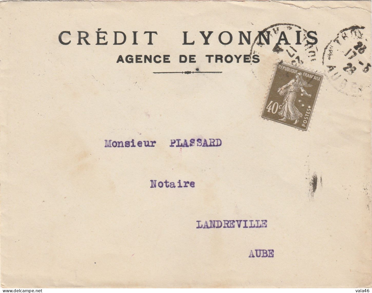 FRANCE - PERFORES  N°193 SEMEUSE CREDIT LYONNAIS - Brieven En Documenten