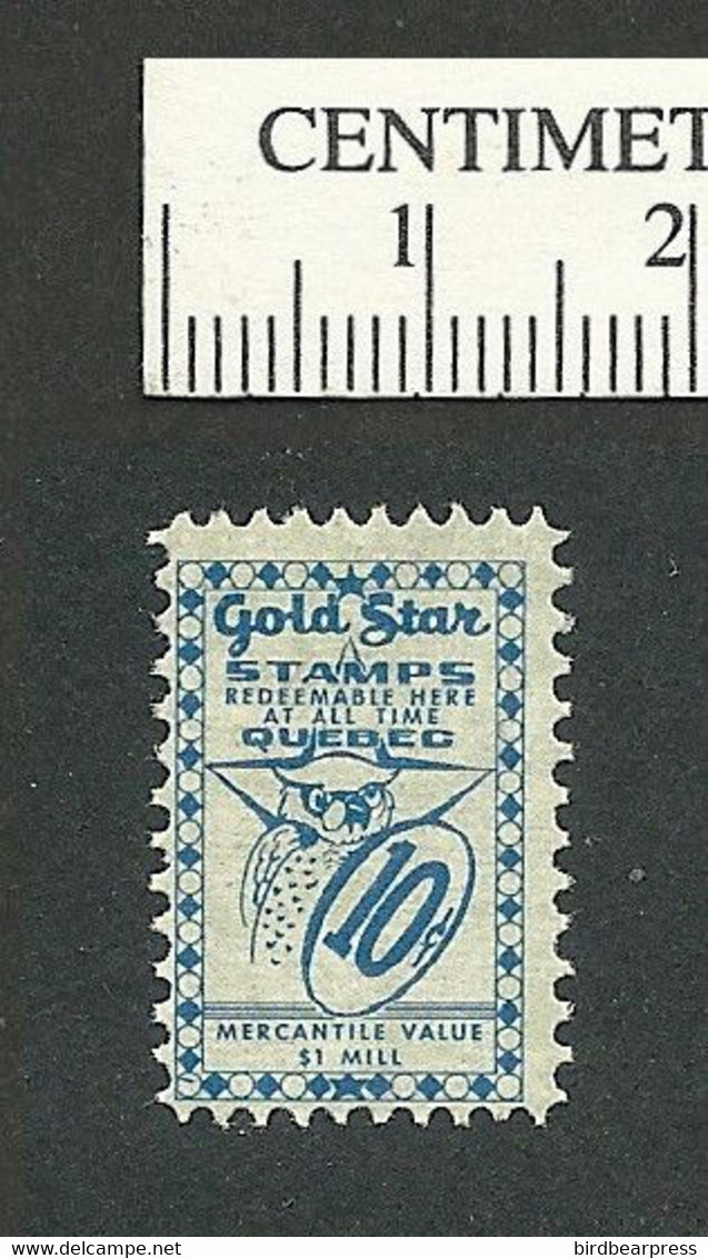 B67-37 CANADA Quebec Gold Star Trading Saving Stamp 1 Mill Owl MNH - Vignette Locali E Private