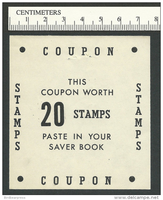 B39-34 CANADA Black Diamond Trading Stamp 20 Stamps Coupon 4b Used Tear - Vignettes Locales Et Privées