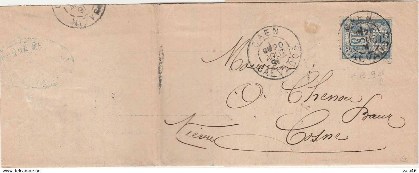 FRANCE - PERFORES  E B  BANQUE  BELLAMY ROUEN N°90 - Cartas & Documentos