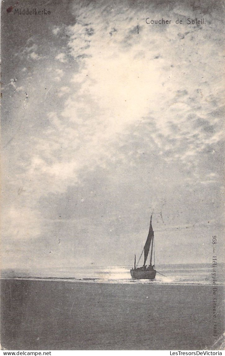 BELGIQUE - Middelkerke - Coucher De Soleil - Carte Postale Ancienne - Middelkerke