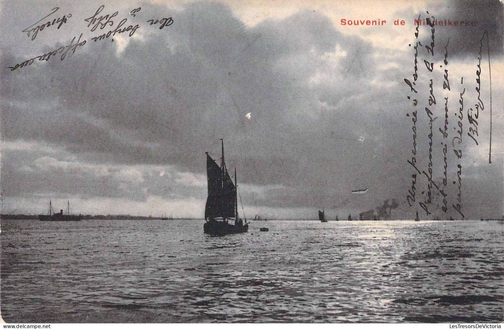 BELGIQUE - Middelkerke - Souvenir - Bateau - Carte Postale Ancienne - Middelkerke