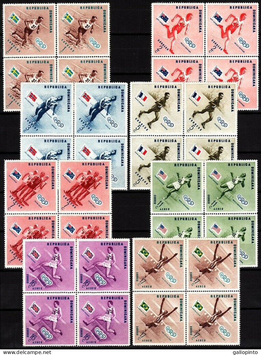 Dominican 1956 Olympic Winners And Flags Block Of 4 Sc 479-483, C100-2 MNH 1957 - Verano 1956: Melbourne