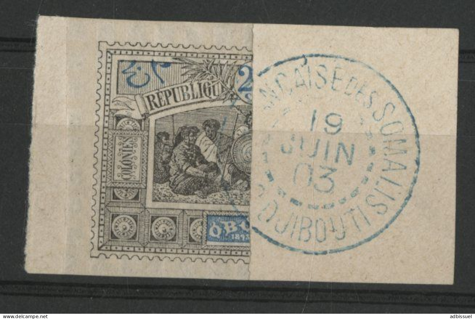 N° 54a Cote 45 € Moitié Gauche Du 25 Ct Noir Et Bleu Sur Un Petit Fragment TB Voir Description - Used Stamps