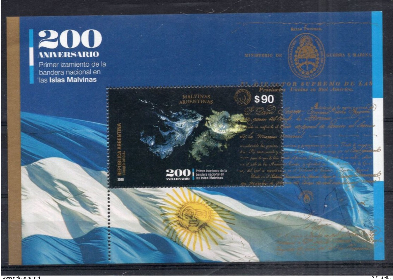 Argentina - 2020 - Souvenir Sheet - Primer Izamiento De La Bandera Nacional En Las Islas Malvinas. 200 Aniversario. - Ungebraucht