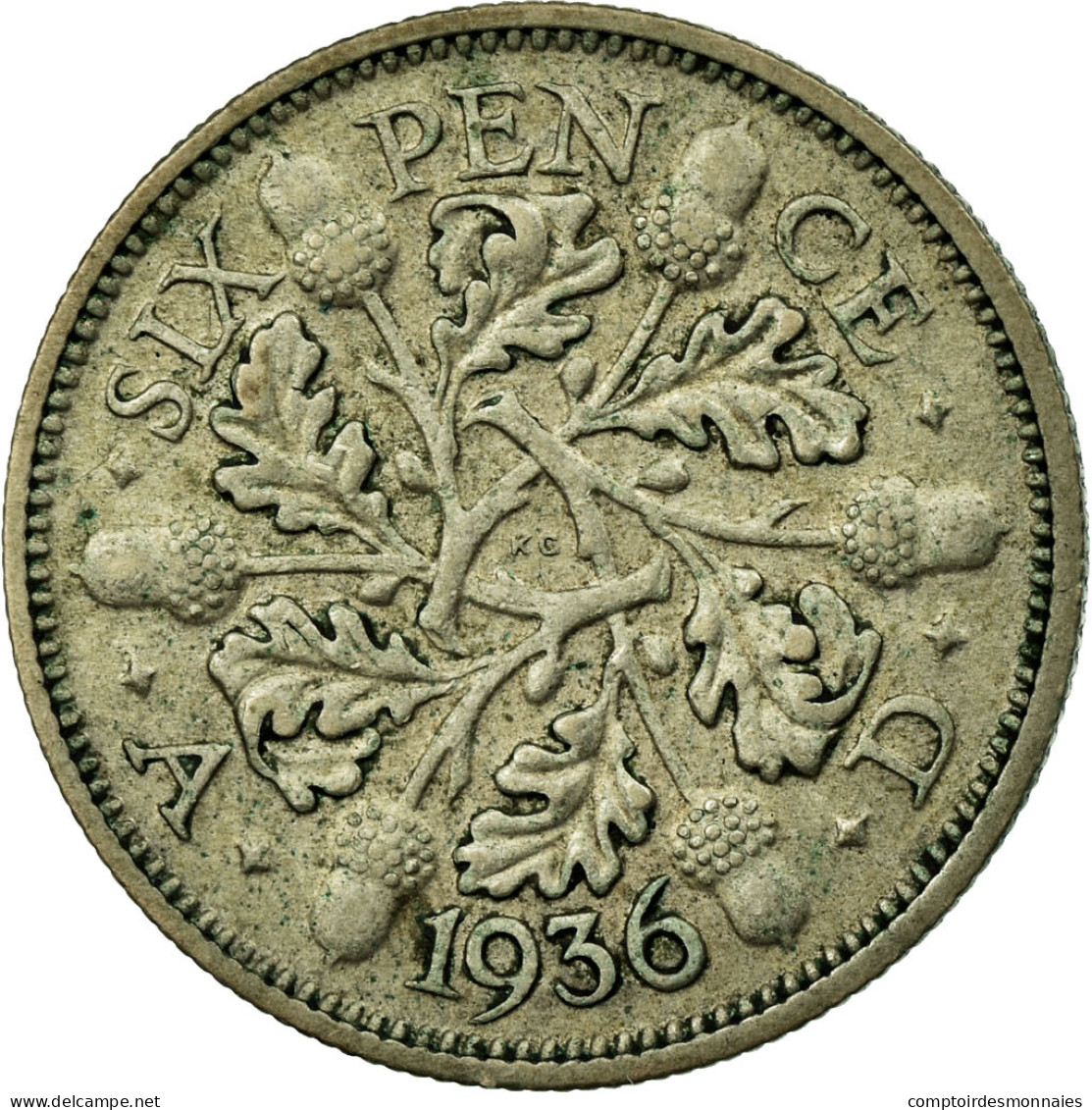 Monnaie, Grande-Bretagne, George V, 6 Pence, 1936, TTB, Argent, KM:832 - H. 6 Pence
