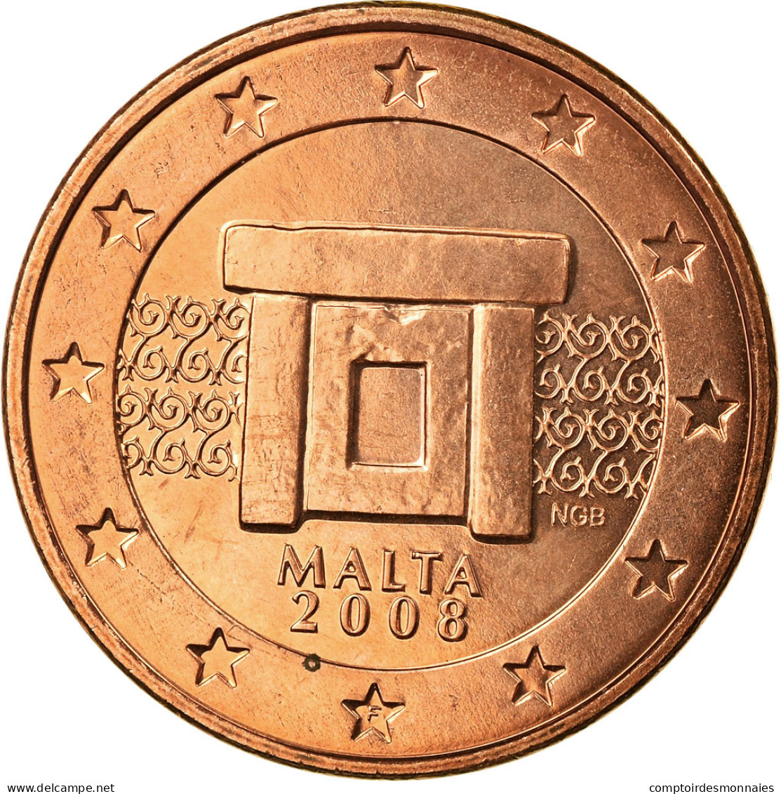 Malte, 5 Euro Cent, 2008, FDC, Copper Plated Steel, KM:127 - Malte