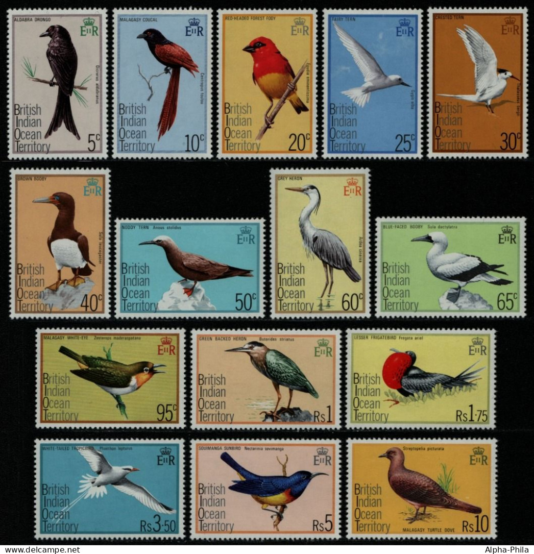 BIOT 1975 - Mi-Nr. 63-77 ** - MNH - Vögel / Birds (III) - Britisches Territorium Im Indischen Ozean