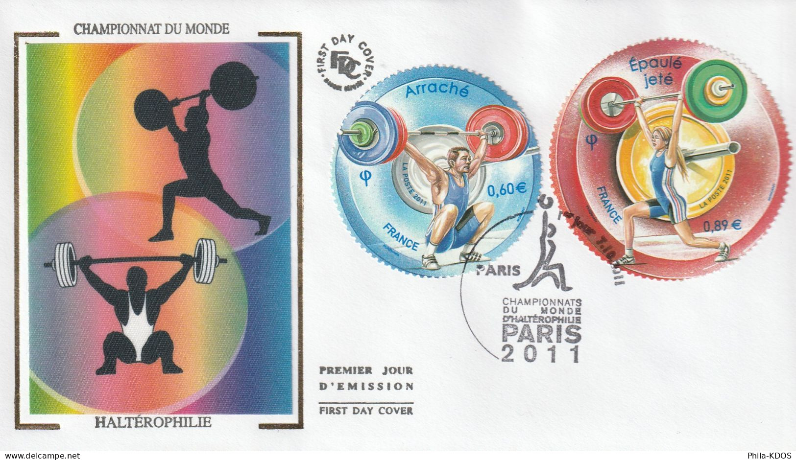 2011 " CHAMPIONNATS DU MONDE A PARIS " Sur Enveloppe 1er Jour. N° YT 4598 4599. Parfait état. FDC à Saisir !!! - Pesistica