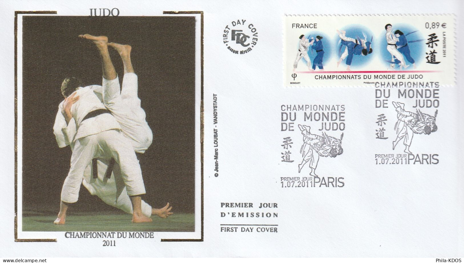 2012 " CHAMPIONNATS DU MONDE DE JUDO " Sur Enveloppe 1er Jour Sur Soie. N° YT 4574 Parfait état. FDC à Saisir !!! - Judo