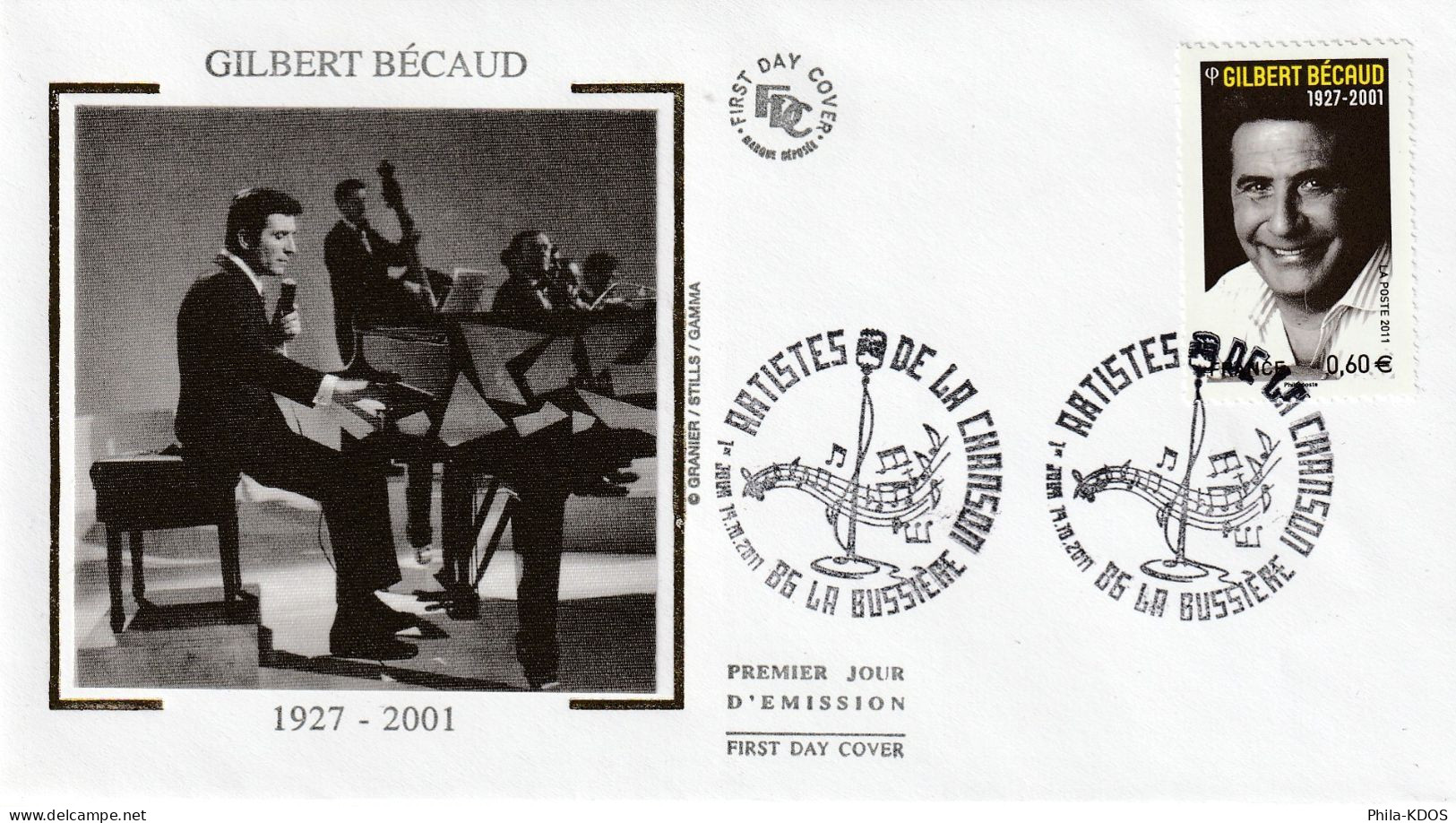 2011 " GILBERT BECAUD " Sur Enveloppe 1er Jour Sur Soie N° YT 4610. Parfait état. FDC à Saisir !!! - Sänger