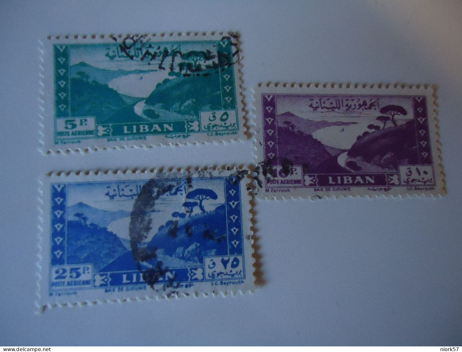 LIBAN  LEBANON   USED  STAMPS  3  LANDSCAPES BAY - Libanon