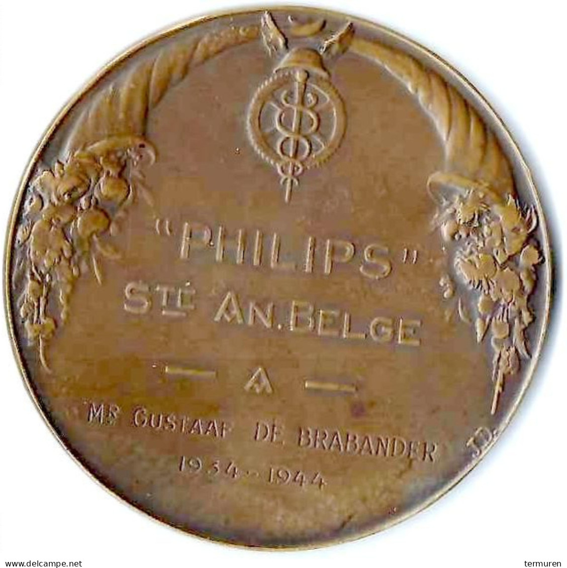 Philips : Ste An Belge -1934 -1944 Aan G De Branbander -Medaille Getekend Josüe Dupon - Firma's