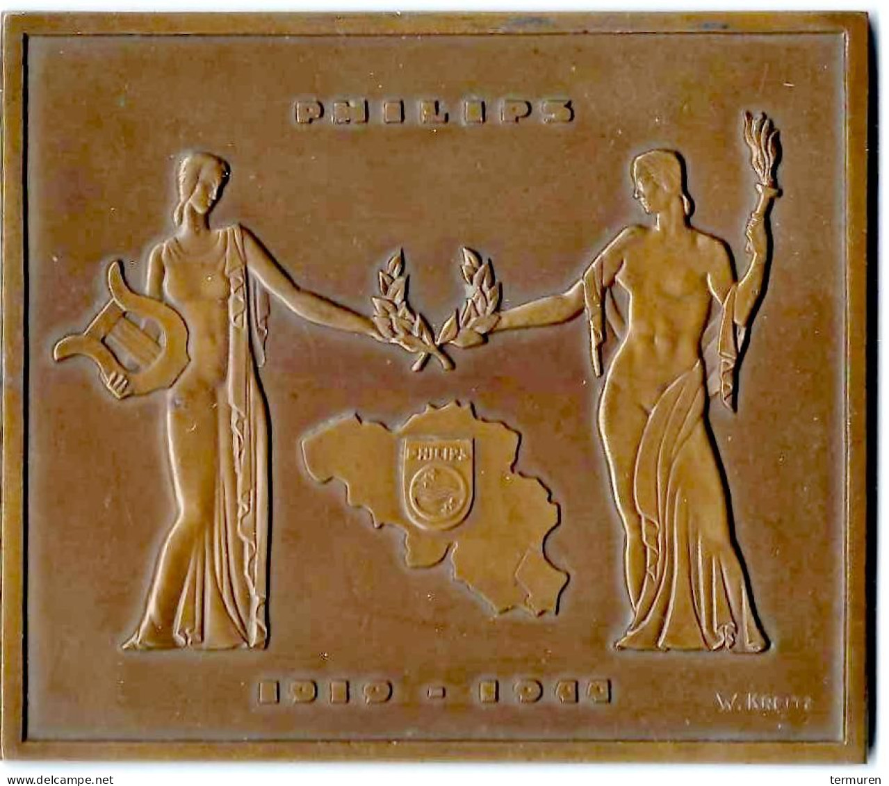 Philips : Ste An Belge -1919 -1944  -Medaille /plaquette Getekend W Kreitz - Professionali / Di Società