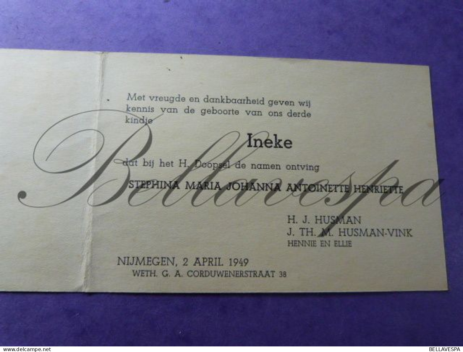 Ineke Husman Vink Nijmegen 1949 - Birth & Baptism