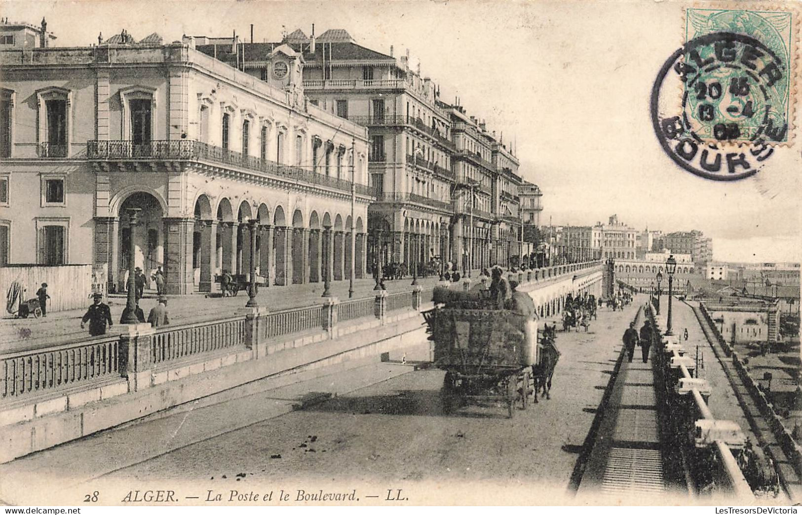 ALGÉRIE - Alger - La Poste Et Le Boulevard - Animé - Carte Postale Ancienne - Algiers