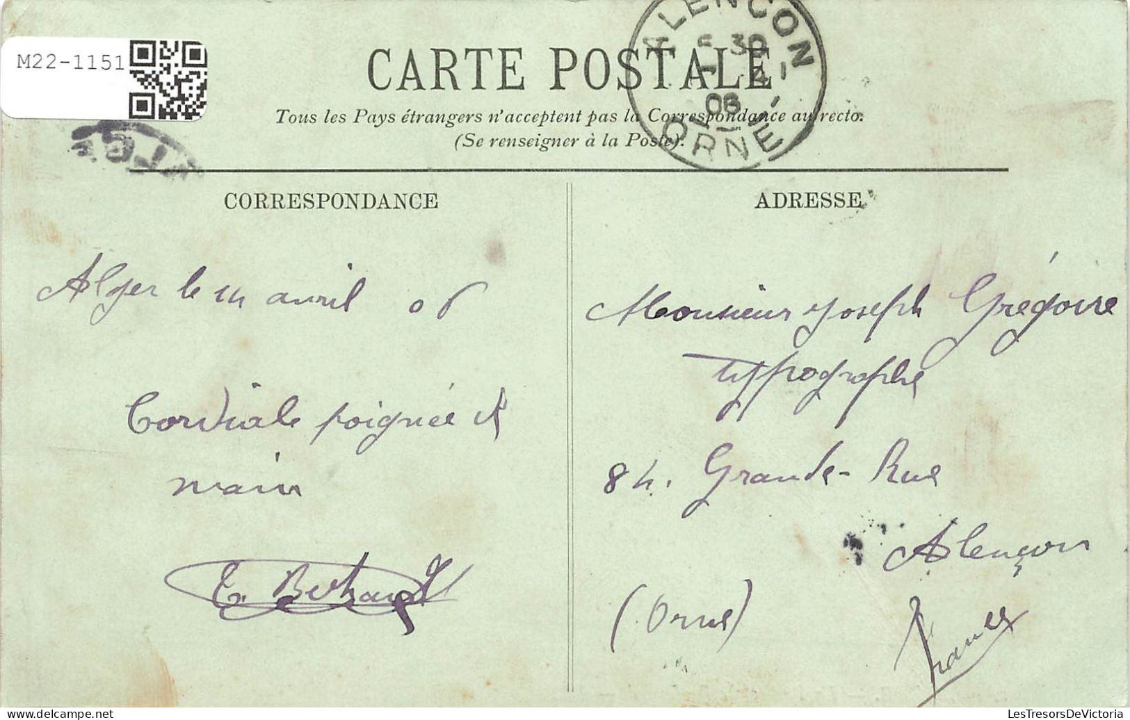 ALGÉRIE - Alger - La Poste Et Le Boulevard - Animé - Carte Postale Ancienne - Algiers