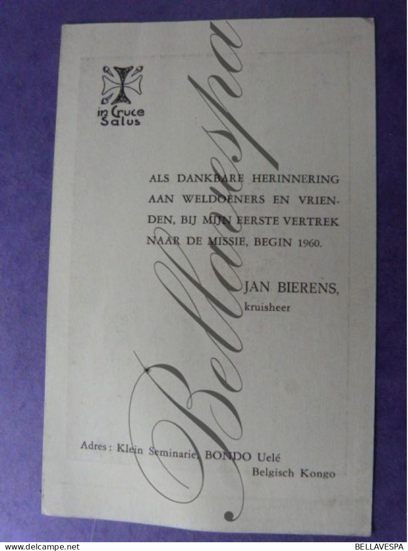 Pater Jan BERENS Kruisheer  Klein Seminarie Bondo Uelé  Belgisch Congo Missie Mission 1960 - Devotion Images