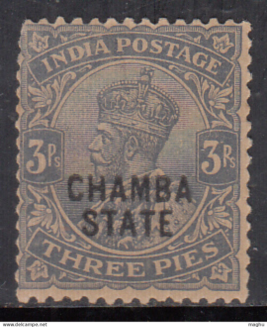 3p MH Chamba, SG43, KGV Series 1913-1923, British India - Chamba