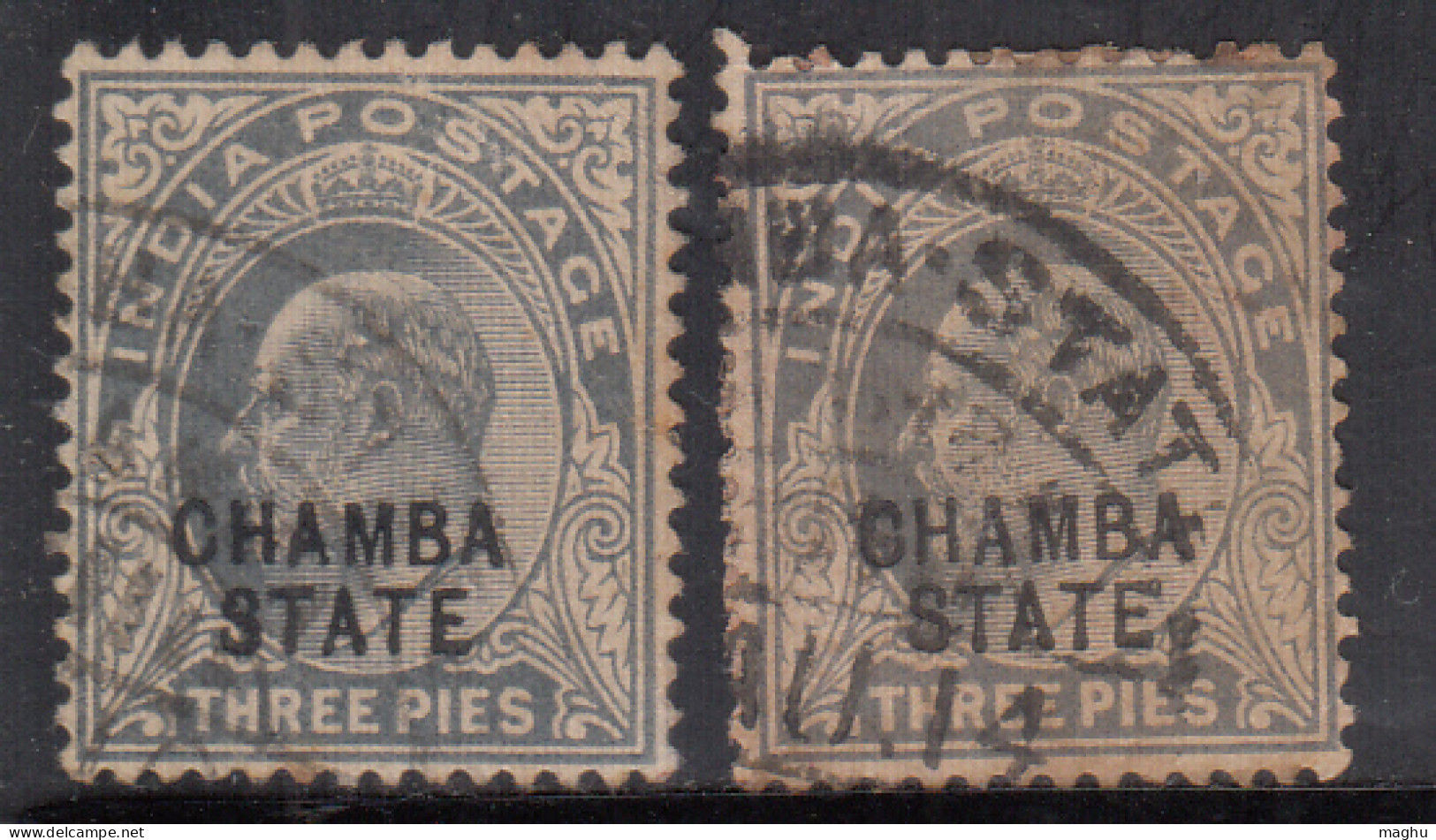 3p Used Chamba, SG28 & SG29, Edward Series 1903-1905, British India - Chamba